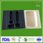 Recycled material unbleached bagasse pulp tray cosmetic display stand paper molded pulp packaging