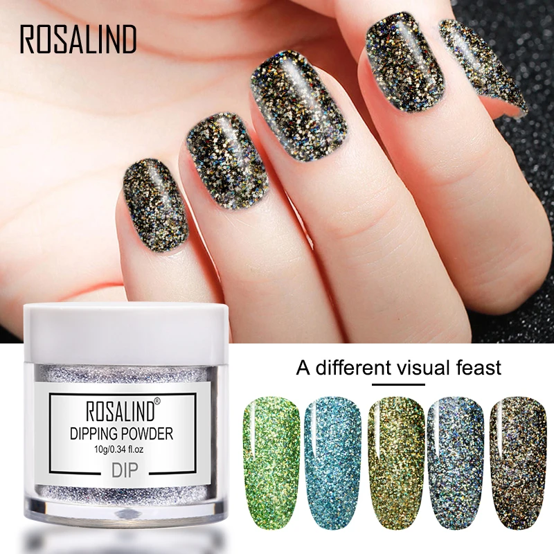 ROSALIND custom logo private label oem new arrival acrylic dip color powder system nail glitter dipping powder with MSDS report