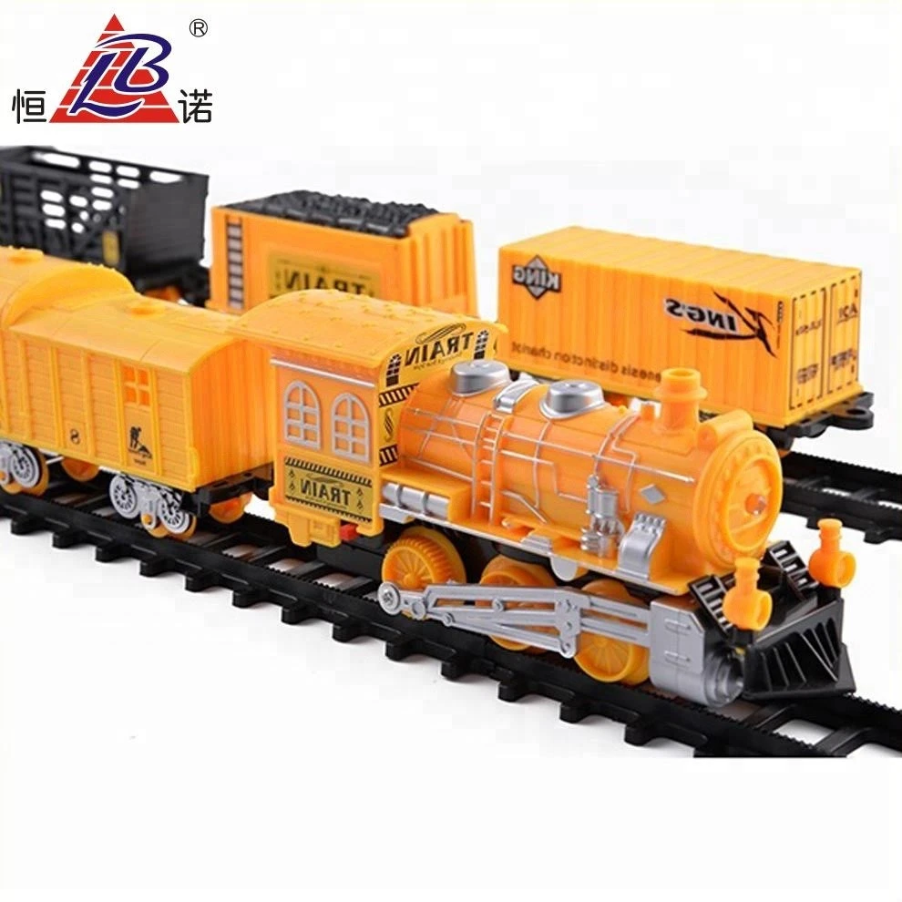 Simple and practical plastic battery operated train set b/o tramroad cheap plastic scale train track with light and music scale