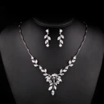 SLBRIDAL Rhinestones Crystals Cubic Zircon Wedding Jewelry Set Bridal CZ Necklace Earring Set Banquet Jewelry Set Women Jewelry