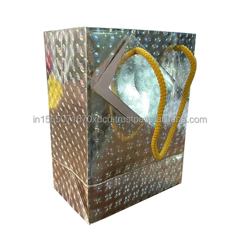 Small Holographic Gift Paper Bags Happy Birthday Gift Paper Bags Festive Gift Paper Bags Stock Lot First Quality Made in India