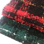 Small moq 100% heavy italian double sided yarn dyed check polyester  wool blend plaid tweed fabric for coats