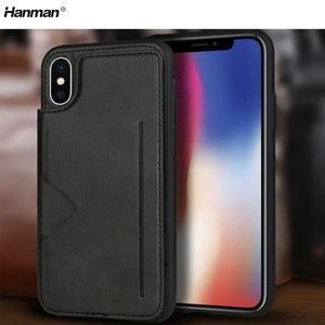 Smart Phone Card Holder Leather Back Cover Case for iPhone X XS Max Cell Phone Accessories
