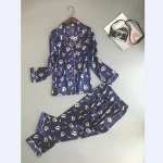 Smmoloa Women Silk Pajama Sets Autumn Winter Satin Pajamas Long Sleeve Sleepwear Women 2 Piece Sets