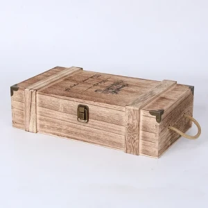 Solid Wood Red Wine Gift Box wood gift boxes wholesale 2 Pack of Raw Wine gift box