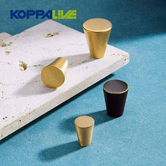 Koppalive Cone Kitchen Cabinet Jewelry Box Knobs Tapered Black Gold Solid Brass Bathroom Bedroom Dresser Drawer Knob