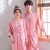 Import Spring Autumn Sleepwear For Couples Solid Stripes Womens Nightgown Nightdress Simple Stylish Satin Silk Mens Bathrobe Robe from China