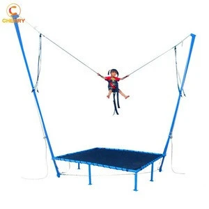 Square cheap amusement games 1 seat 2 seats 4 seats mini bungee jumping trampoline for kids
