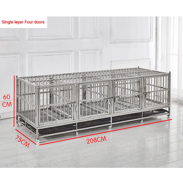 Stainless steel pet display dog cages with separator for pet shop hospital large animal cages