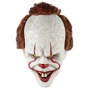 Stephen King&#39;s It Pennywise Horror Killer Clown Joker Mask Latex Halloween Cosplay Costume Props Mask QMLM-2040