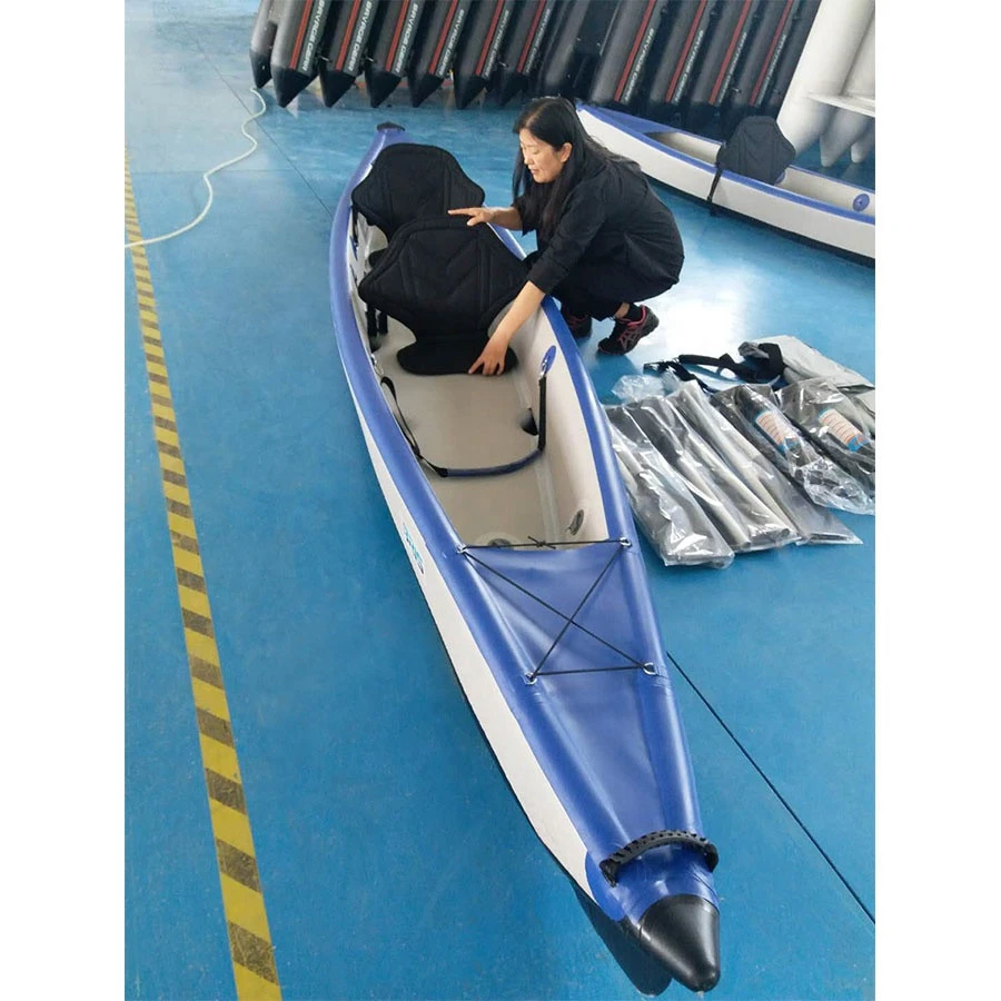 STOCK 470x80cm 2 person factory custom fishing canoe rowing boat pedal Drop Stitch Inflatable Kayak with drain hol