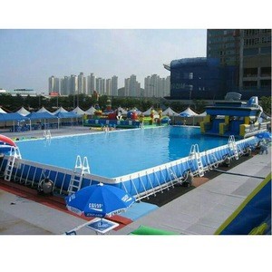 Summer amusement park rectangular metal frame inflatable square swimming pool intex frame pool for sale