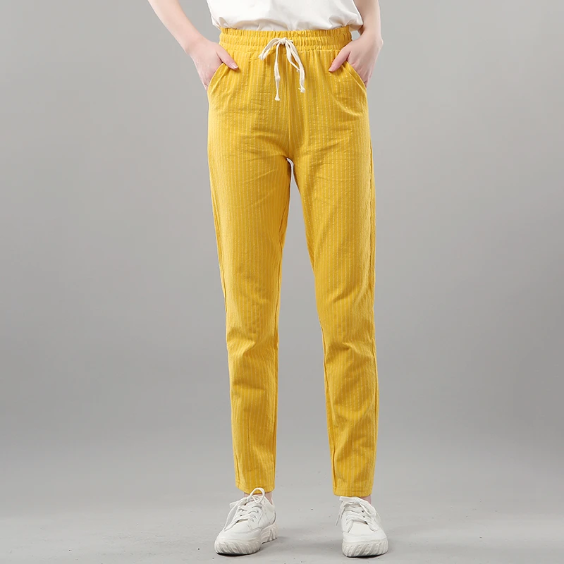 Summer Womens Casual Pants for Woman Chino Trousers Cotton with Pockest Thin No Stretch