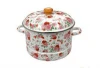Super quality floral decal steamer ,double handle cooking pot ,cast iron enamel casserole