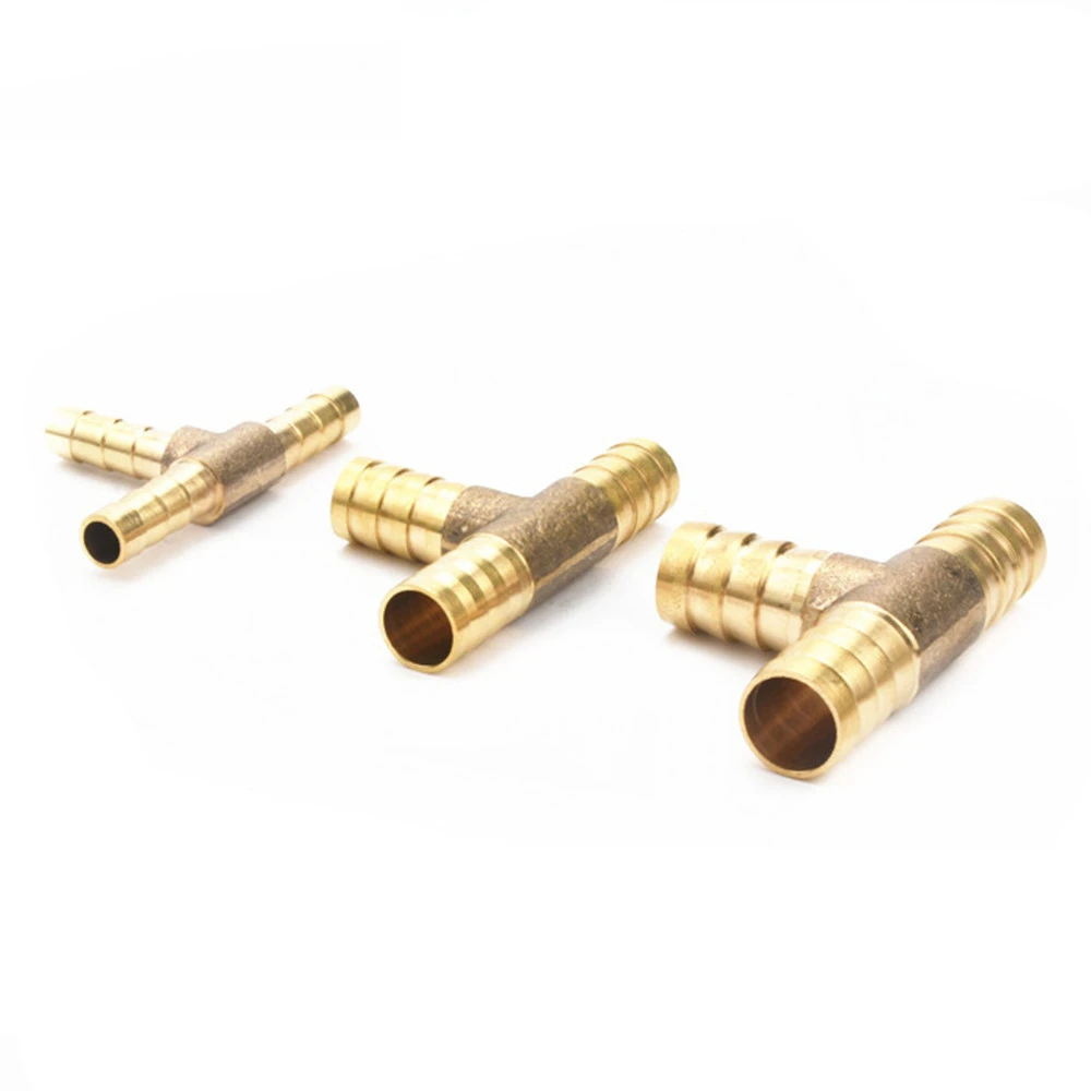 T-Shape Brass Barb Hose Fitting Tee 4mm19mm 3 Way Hose Tube Barb Copper Barbed Coupling Connector Adapter