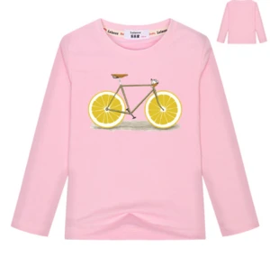 T Shirt Kids Long Sleeve Fashion Lemon Biker Team T Shirt 100% Cotton Boys Girls Tops 2018 Spring New