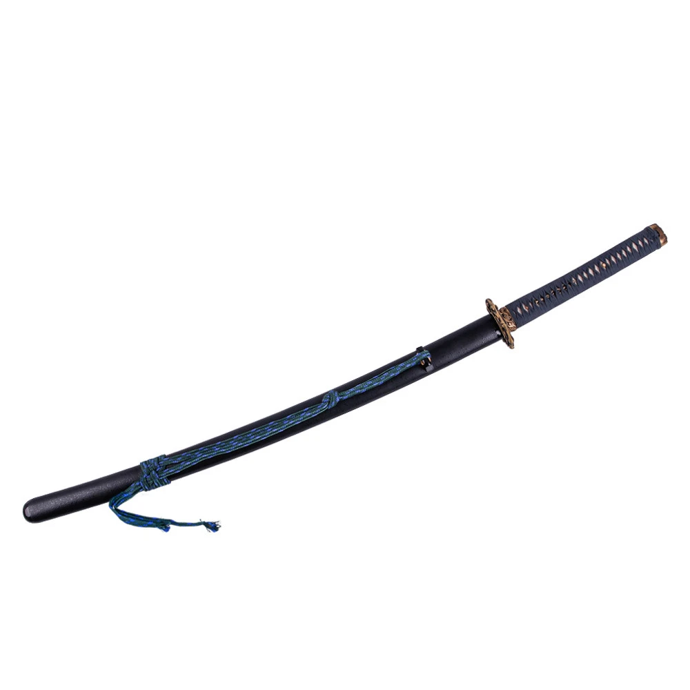 T10 steel black saya blue handle ophidian tsuba japanese samurai katana sword