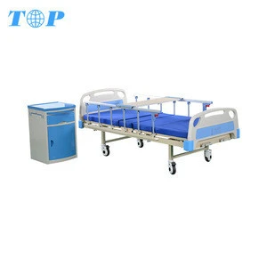 TOP-M1018 Factory Price Movable 2 Cranks Manual Folding Hospital Bed,Patient Bed,Medical Bed
