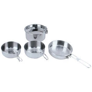 Top quality stainless steel outdoor mess kit camping cookware set
