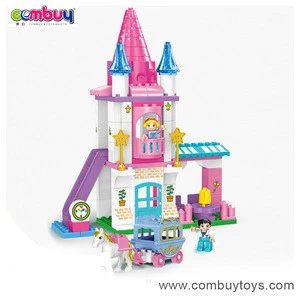 Top selling children play building block plastic castle playhouse