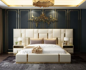 Turkish Style Luxury Bedroom Set King Size Golden Custom bedroom furniture