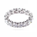 U prong setting 4mm pure colorless white round moissanite diamond eternity band ring for wedding
