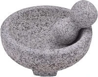 Unpolished Heavy Granite Grey Molcajete Spice Grinder Traditional Large Granite Mortar and Pestle Set 6-inch 8-inch
