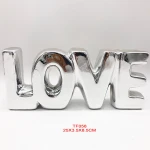 Valentine  decorative Stylish ceramic electric plating golden Letter Love  word for home hotel decoration  jewelry trinket decor
