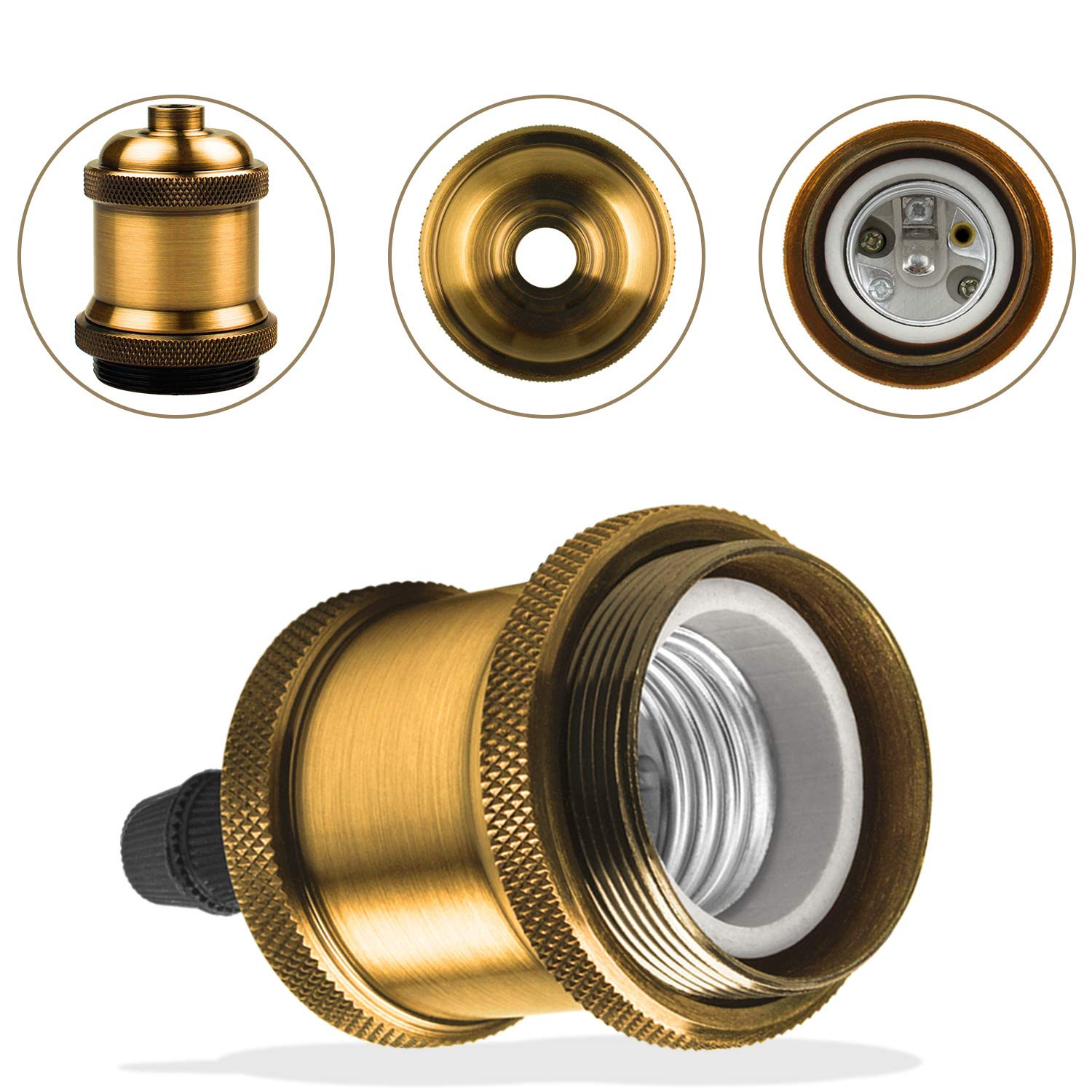 Buy Vintage Lamp Socket E26 E27 Base Antique Edison Pendant Ceramics ...