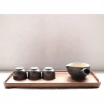 Walnut Wooden Solid Wood Serving Tray Square Rectangle Platter Tea Coffee Table Tray (Rectangle Small (12x6x0.9 inch))