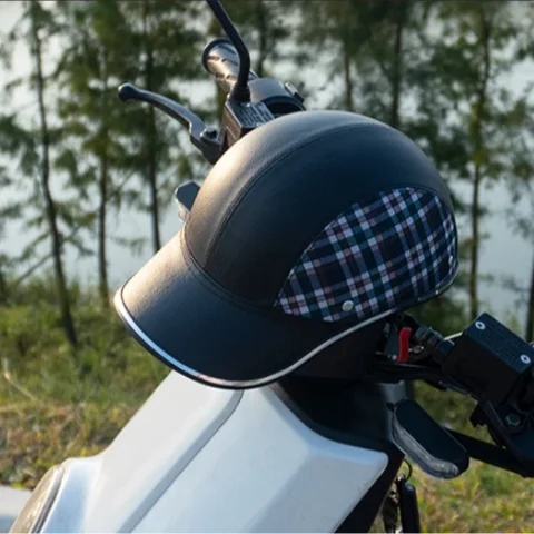 Waterproof Baseball Cap Half Helmet Electric Bicycle Scooter Cycling Motorcycle Leather Protective Helmet