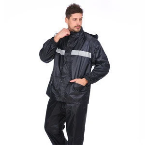 waterproof Breathable mesh cloth two layers durable for men Jacquard Fabric PVC rain suit jacket & trouser suit raincoat