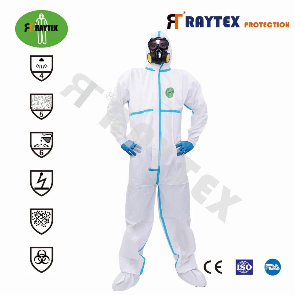 Waterproof Chemical Resistant Safety Protective Microporous Type 5&amp;6 Disposable Coveral Isolation Suit