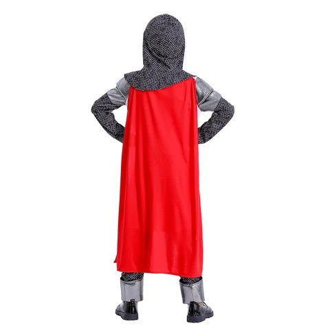 Kids Medieval Costume Boys Viking Tunic Knight Warrior Renaissance Shirts With Belt 6-8 Years Black
