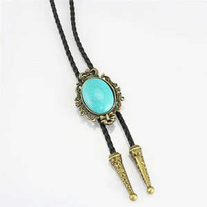 Wholesale Classical Custom  Crown Artificial Turquoise Bolo Tie Supplies