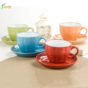 Wholesale coffee cup and saucer microwave and dishwasher safe porcelain coffee and tea set