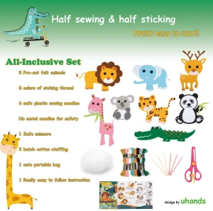wholesale creative sewing accessories for 6 to 12 years kids toys educational animals felt diy kits sewing craft