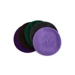 Wholesale Custom Hats Ladies Green Embroidered Satin Lined Cotton Wool Women Knitted Military Beret