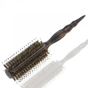Wholesale customized wood Round Brush with Boar and Nylon Bristles salon hair brush