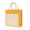 Wholesale Eco Dyed or natural Jute Burlap Shopper with Front Canvas Pocket with Customise Print bag