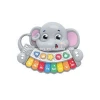 Wholesale educational cartoon elephant musical piano  keyboard electronic organ set musical instrument toy with music and light.