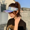 Wholesale European Korean Style Women Fashion Summer Laser Visor Caps Sport Baseball Caps Golf Running Tennis Sun Trucker Hats