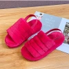 Wholesale indoor winter cotton slippers fur sandals custom ladies furry slippers artificial fur slippers