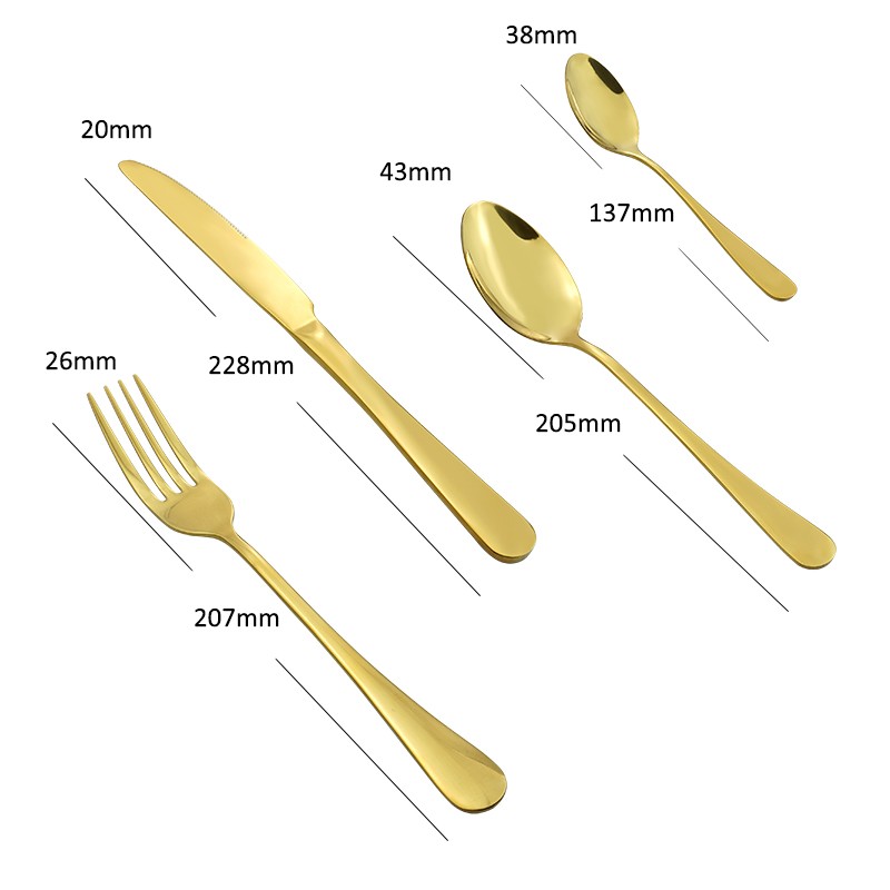 Wholesale Kitchen Travel Restaurant 24 Pcs Stainless Steel Knife Spoon Fork Silverware Gold Cutlery Set