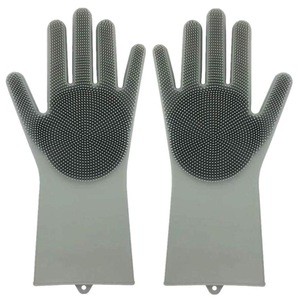 Wholesale Magic Saksak Reusable Silicone Gloves with Wash Scrubber silicone gloves oven mitts