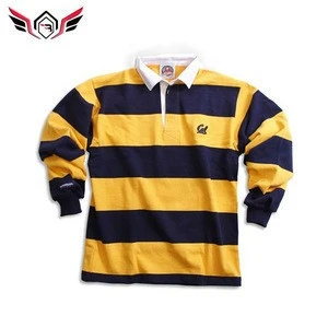 Wholesale Men&#39;s Sewn Stripe Long Sleeve Rugby Sports Polo Shirt With Logo Design Top Quality Shirts