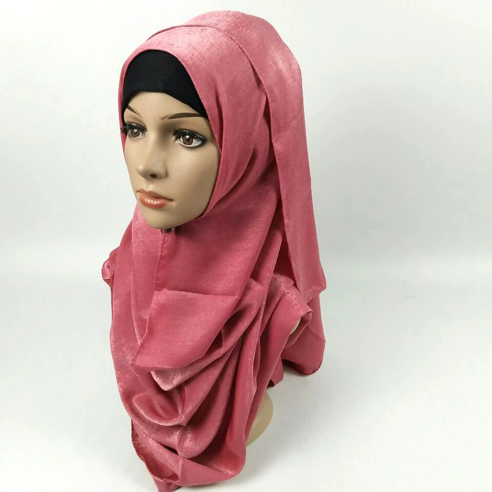 Wholesale Muslim Women Large Hijab Satin Silk Scarves Foulard Head Wraps Fashion Shawl 180*75CM