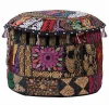 Wholesale Pouffe Ottoman Pouf Cover Patchwork Embroidered Floor Cushion Ethnic Seating Foot Stool Ottoman Covers