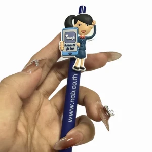 Wholesale soft PVC 2D character ballpoint pen cartoon design with pen together ballpoint