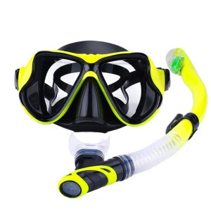Wide View Mask &amp; Full Dry Snorkel Kit for Snorkeling Scuba Diving Swimming Tempered Glass Diving Mask for adult youth